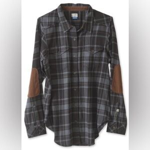 Kavu Billie Jean flannel shirt, blue black plaid, Kavu shirt sz xs